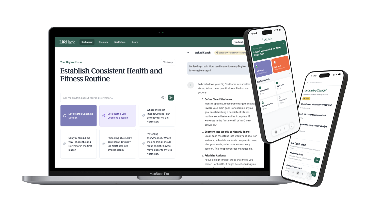 LifeHack Dashboard - Goal Management, AI Coach, and Daily Actions